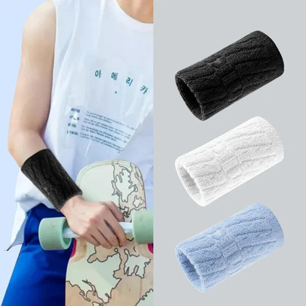 2PCS Sweat Sport Wristband Cotton Wrist Support Wraps Brace Gym Strap Running Basketball Volleyball Tennis Sweatband Wrist Guard