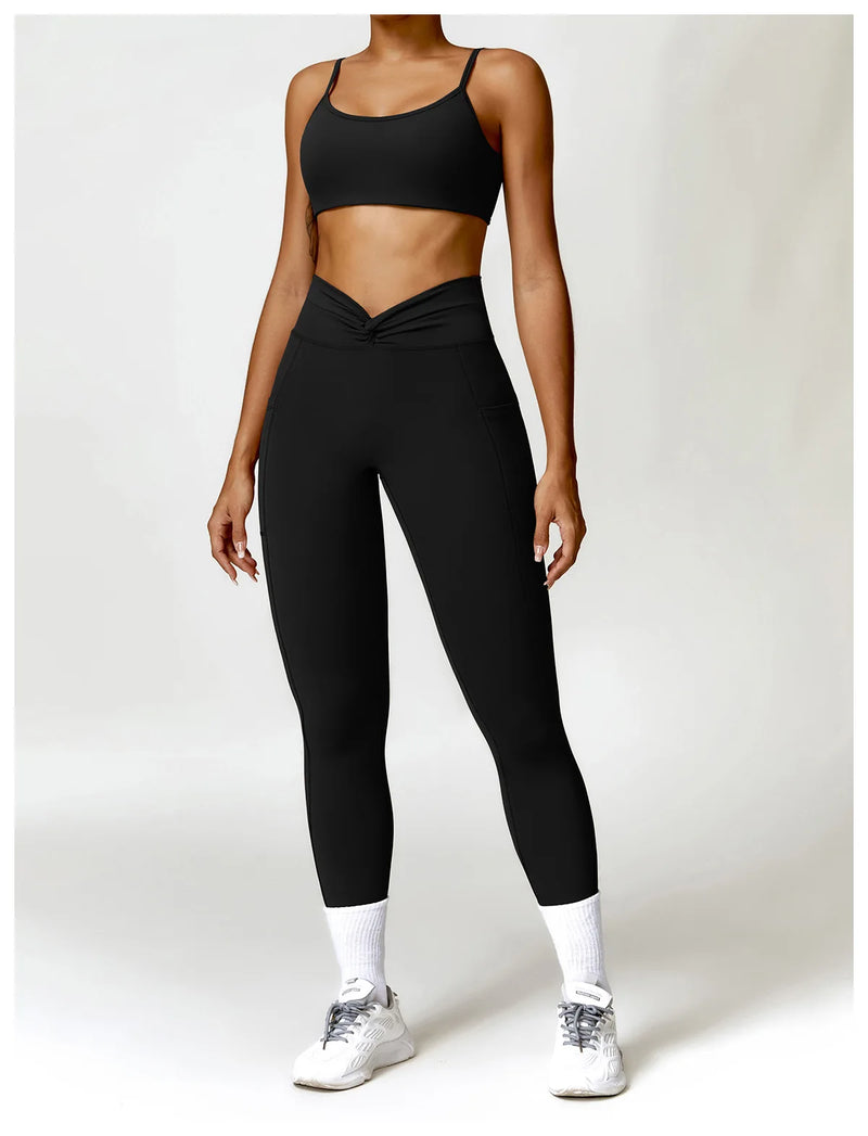 High Waist Cross Band Leggings