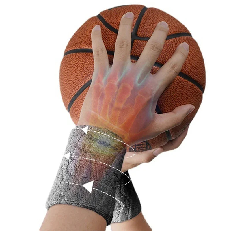 2PCS Sweat Sport Wristband Cotton Wrist Support Wraps Brace Gym Strap Running Basketball Volleyball Tennis Sweatband Wrist Guard