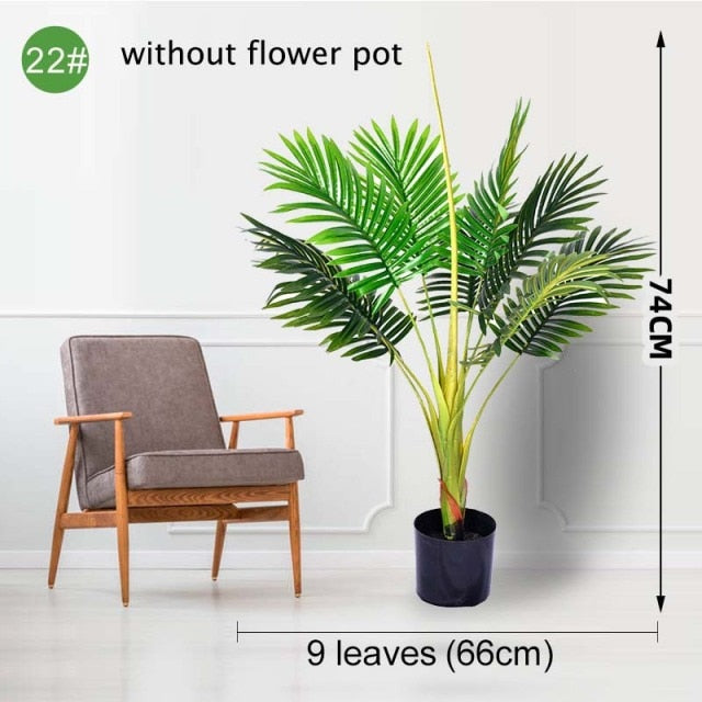 Multiple Green Artificial Palm Leaf Plastic Plants Garden Home Outdoor Decorations Scutellaria Tropical Tree Fake Plants