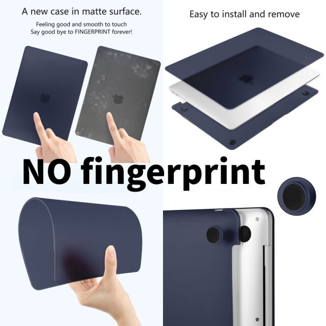No fingerprint Matte Case for Macbook Air Pro 13 2020 A2337 A2289 M1 Mac Book Pro 13.3 15&quot; Touch bar A2289+Keyboard Cover