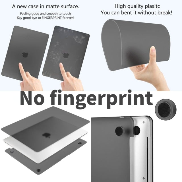 No fingerprint Matte Case for Macbook Air Pro 13 2020 A2337 A2289 M1 Mac Book Pro 13.3 15&quot; Touch bar A2289+Keyboard Cover