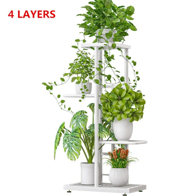 5/6/7/8Layers Iron Flower Stand Pots Tray Plant Shelves Planter Display Rack Storage Holder Shelf Home Balcony Garden Decoration