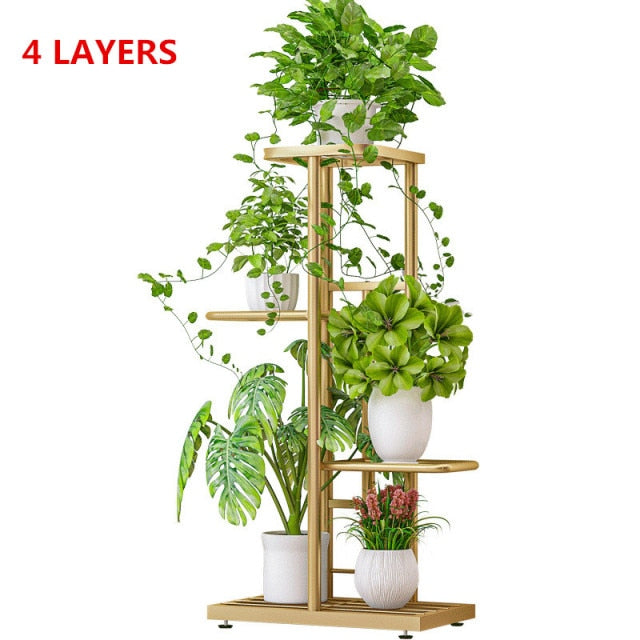 5/6/7/8Layers Iron Flower Stand Pots Tray Plant Shelves Planter Display Rack Storage Holder Shelf Home Balcony Garden Decoration
