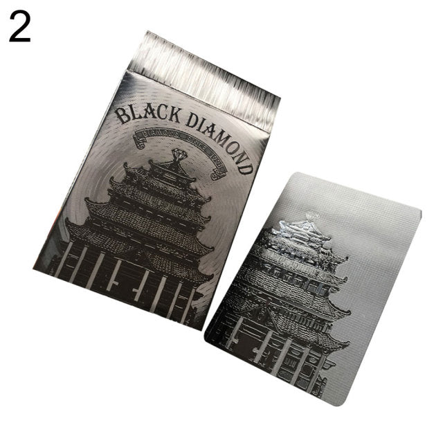 54Pcs/Set Deck Black Plastic Poker Cards Glod Silver Playing Cards Home Board Game Family Home Gift Collection Gamble Board Game